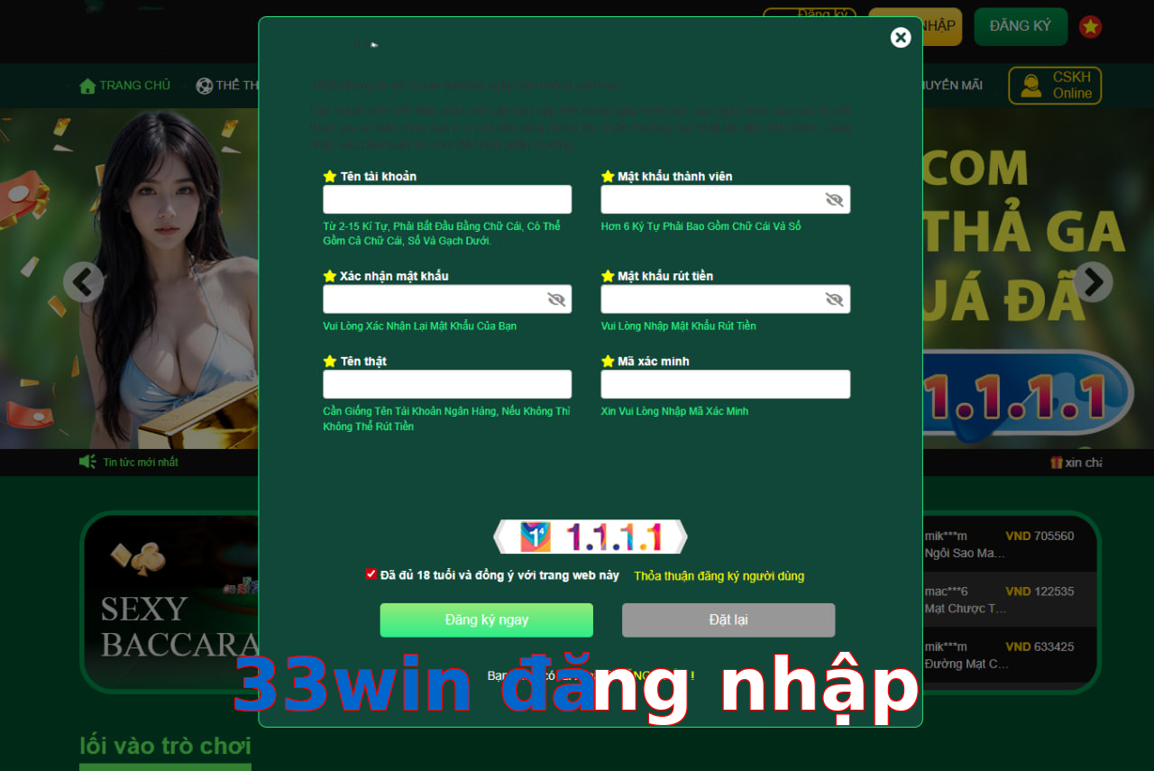 33win đăng nhập
